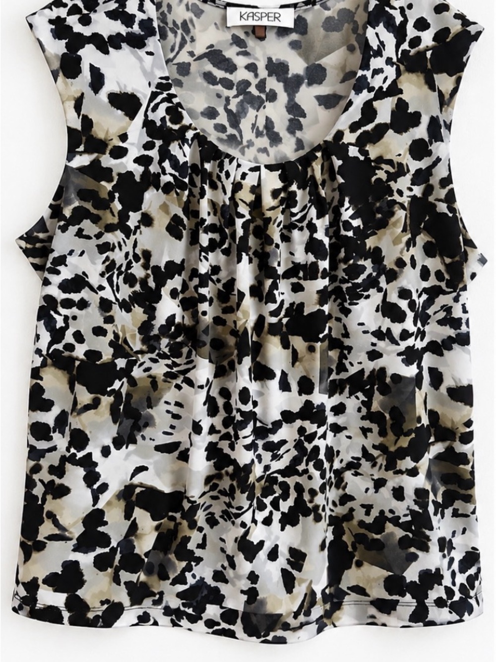 Kasper Black, White & Tan Animal Print Sleeveless Blouse